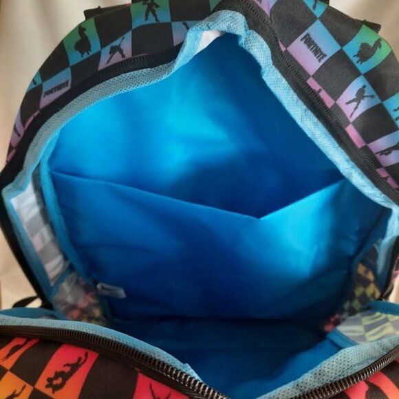 Fortnite Checkered Amplify Rainbow Multicolor Backpack Bookbag Back to School - Picture 5 of 5